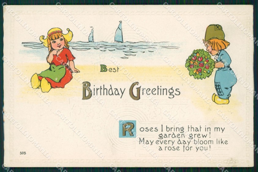 Dutch Children Birthday Greetings Relief Postcard Postcard